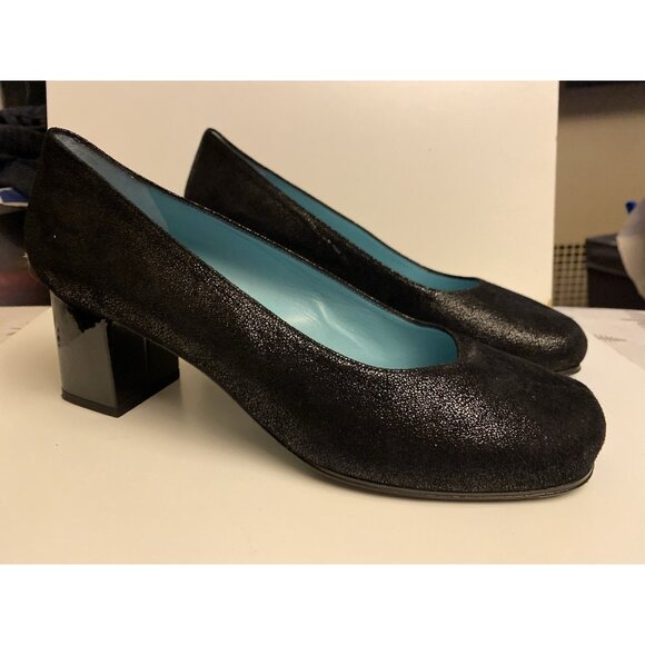 Thierry Rabotin EU 39 Black Pumps Soft Textured Leather Patent Heel Italy US 5.5 - Picture 12 of 12